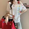 Women's Plus Size Floral Embroidered Off-Shoulder Short Sleeve Top - Summer 2025 Fashion