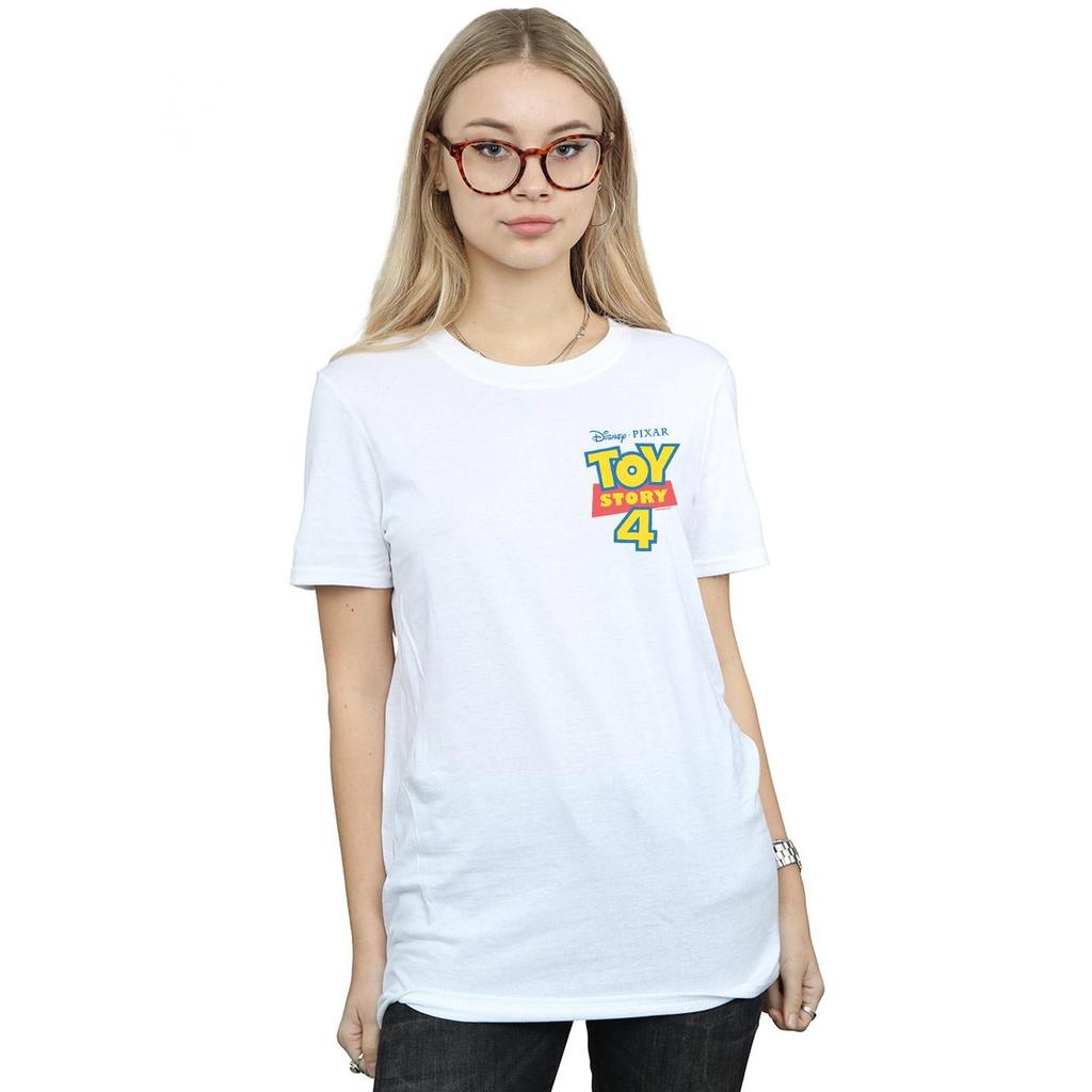 Disney Womens/Ladies Toy Story 4 Logo Breast Print Cotton Boyfriend T-Shirt