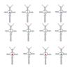 Elegant 925 Silver Cross Necklace with Sparkling Zircon and Heart Birthstone Pendant