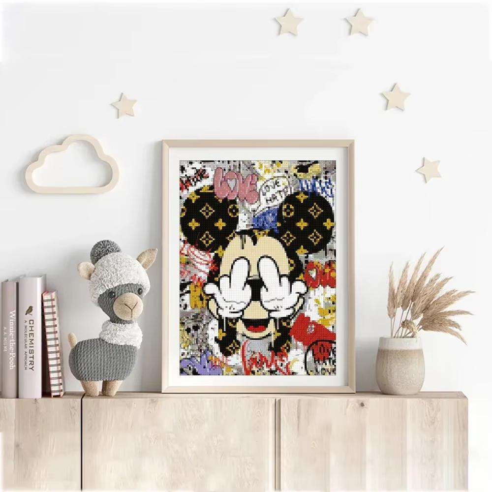 5D DIY Color Mickey Diamond Painting Kit Tidal Graffiti Cross Stitch Handmade Diamond Mosaic Embroidery Art Gift