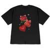 Cute Strawberry Cat Graphic T-Shirt Kawaii Fruit Cat Tee Casual Short Sleeve T Shirt for Y2k Women Couple Outfits Top Versatile