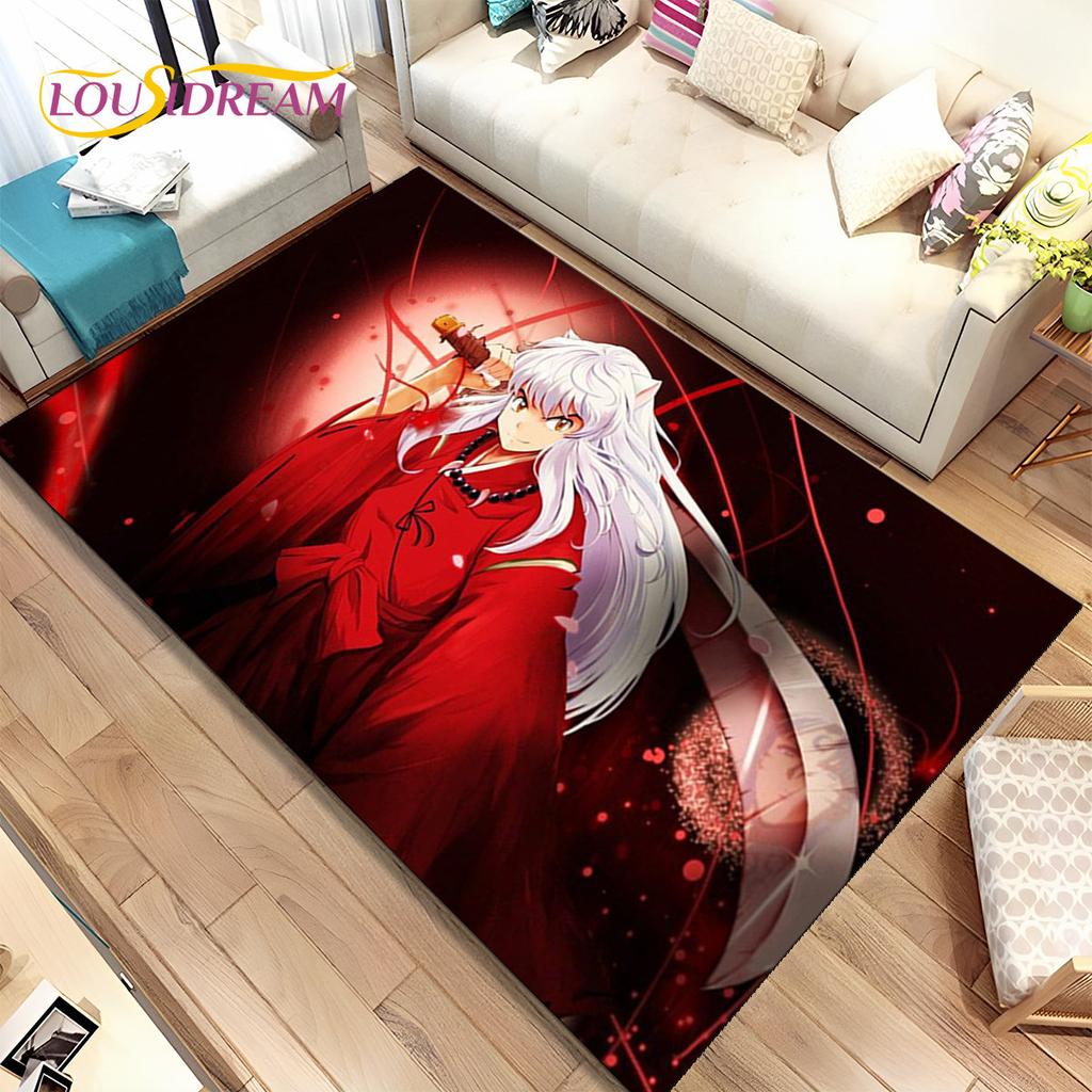 Anime Inuyasha Cartoon Area Rug Large,Carpet Rug for Living Room Bedroom Sofa Doormat Decoration,kids play Non-slip Floor Mat 3D
