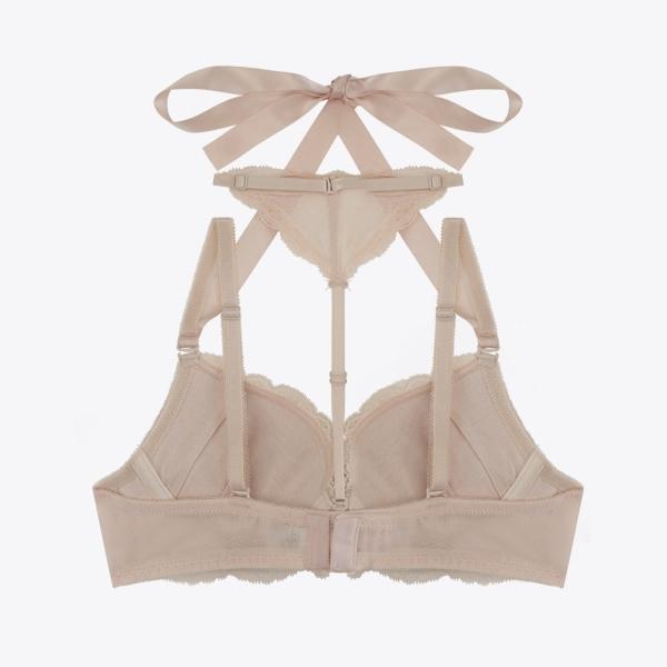 SEXY COOKIE Lovely Choker Ribbon Bra & Panty Set_Light Pink (C Type)