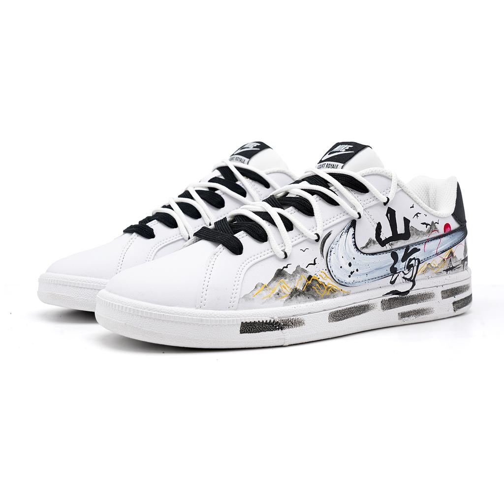 Nike Court Royale Sea Butterfly Voyage Tepelné tlumení Nízké Skateboardové boty Pánské Černá Bílá 749747-107(Tým1602-)
