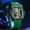 New Business Cool Wine Barrel Shaped Hollowed Dial Men's Wristwatch Silicone Strap Waterproof Luminous Quartz Male Watch