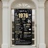50th Birthday Decorations Back In 1976 Door Banner for Men Women, Black Gold Happy 50 Birthday Door Cover Party Supplies, Fifty Year Old Bday