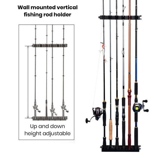 Suporte de parede para vara de pescar 6/8 furos multifuncional vertical horizontal vara de pesca display armazenamento organizador suporte acessórios de pesca