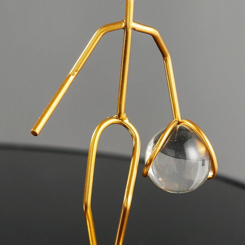 Athlete Crystal Ball Figurine Geometry Man Statue Metal Art Ornament Crafts for Home Children Room Office Tabletop