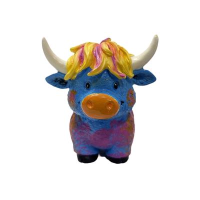 Highlands Cow Figurines Farmhouse Decors,Resins Animal Statue Table Ornament Garden Bookshelfs Decors Calf Lover Gift