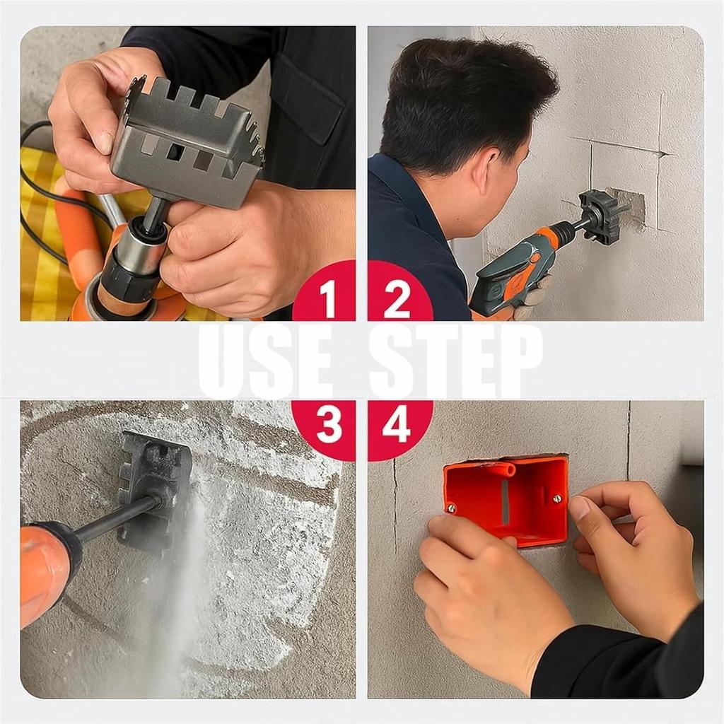 Creative Square Hole Cutter for Electrical Box, Fast Wall Square Hole Puncher - for Electric Hammer, for Installing Switch Box Socket