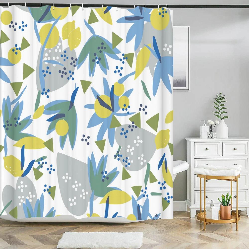 Elegant Flowers Shower Curtain 180x180cm Floral Printed Shower Curtain Polyester Bath Curtain Bathroom Decor Washable With Hooks