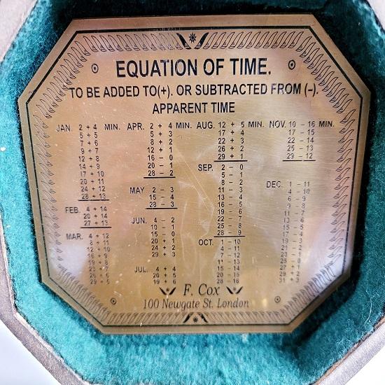 Antique Sun Dial Compass with Wooden Box Equation of Time Cox London