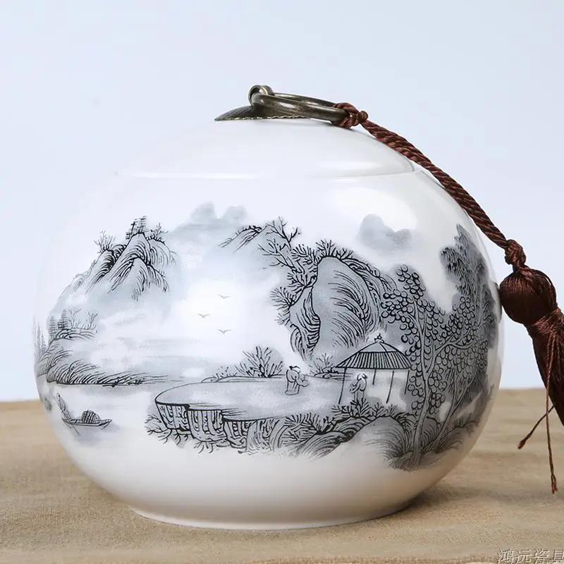 Large Capacity Ceramic Tea Caddy Portable Sealed Travel Tea Jar Candy Coffee Storage Spice Container Tea Boxes Storage Tank