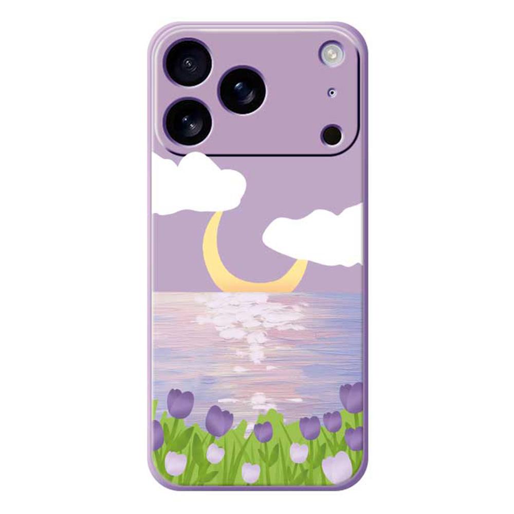 

For iPhone 17 Pro Max Case Flowers and Sea Pattern Printing Straight Edge TPU Phone Back Cover