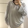 Spring and Autumn New Yarn Snowflake Stripe Korean Slack Lazy Stripe Sunscreen T-Shirt Women's Long Sleeve Air Conditioning Blouse