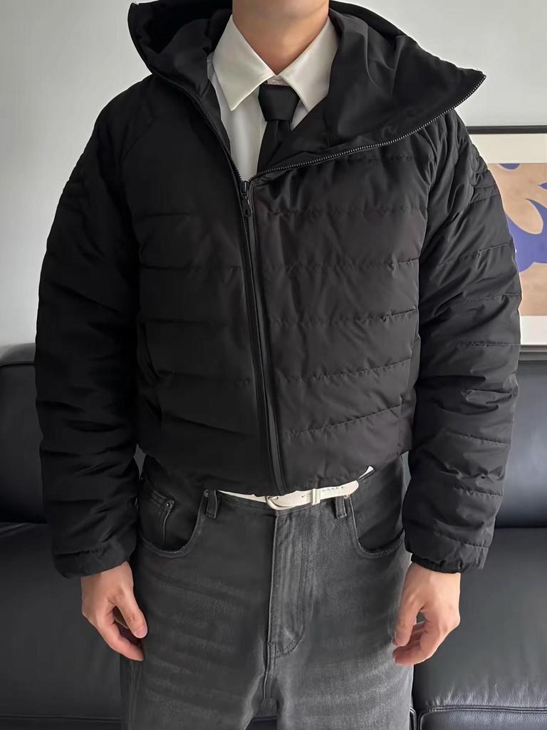 Leichte Winterjacke für Herren aus Baumwolle mit Kapuze, Reißverschluss und Masken-Design – Vielseitige Oberbekleidung