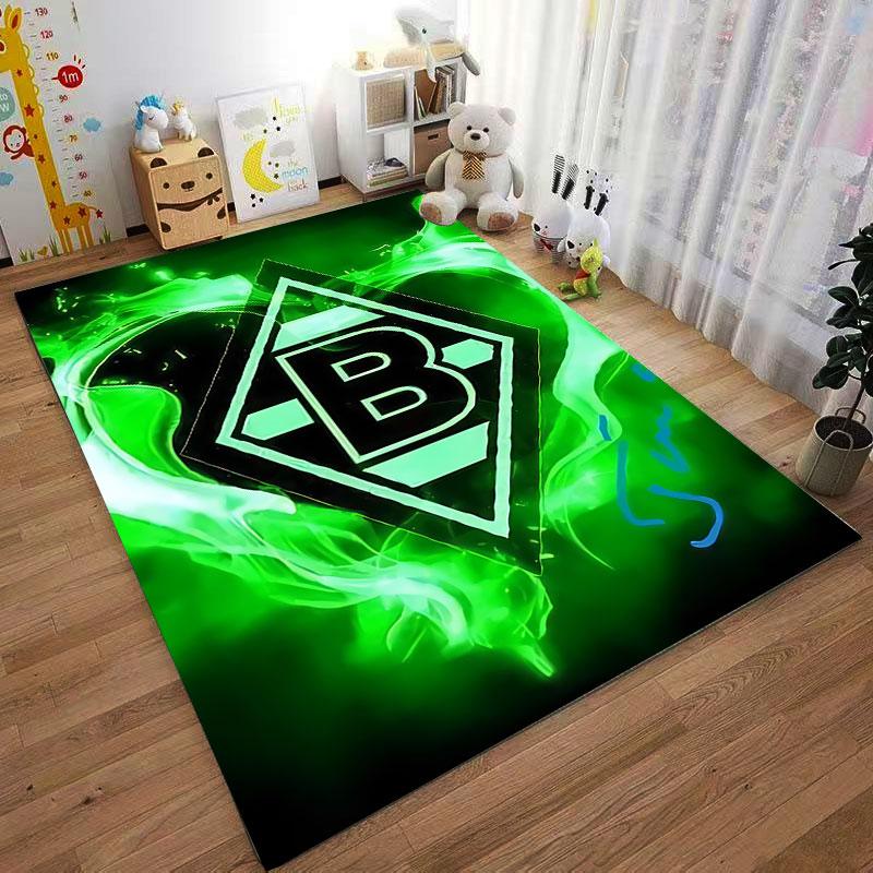 Green Flame Pattern with B Logo suitable as a non-slip mat for the living room or bedroom sofa