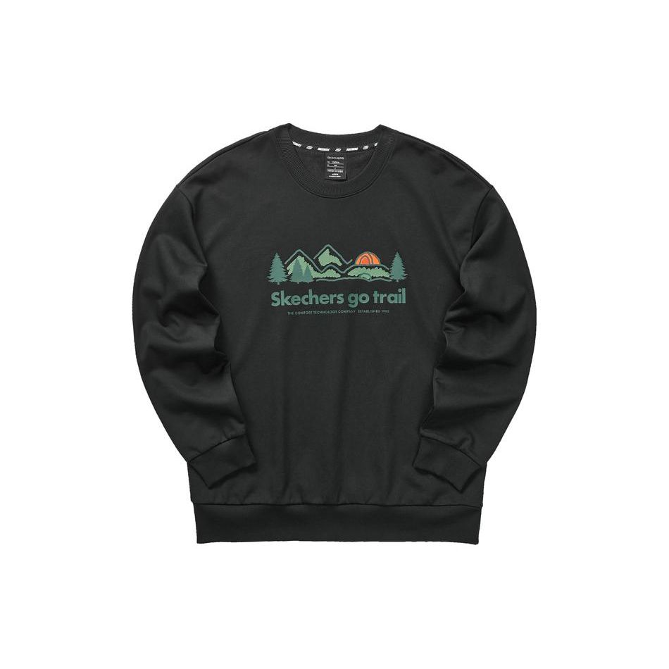 Skechers Letter Pattern Printed Crew Neck Sweatshirt Unisex Sweatshirt Carbon-Black L423U067-0018 M