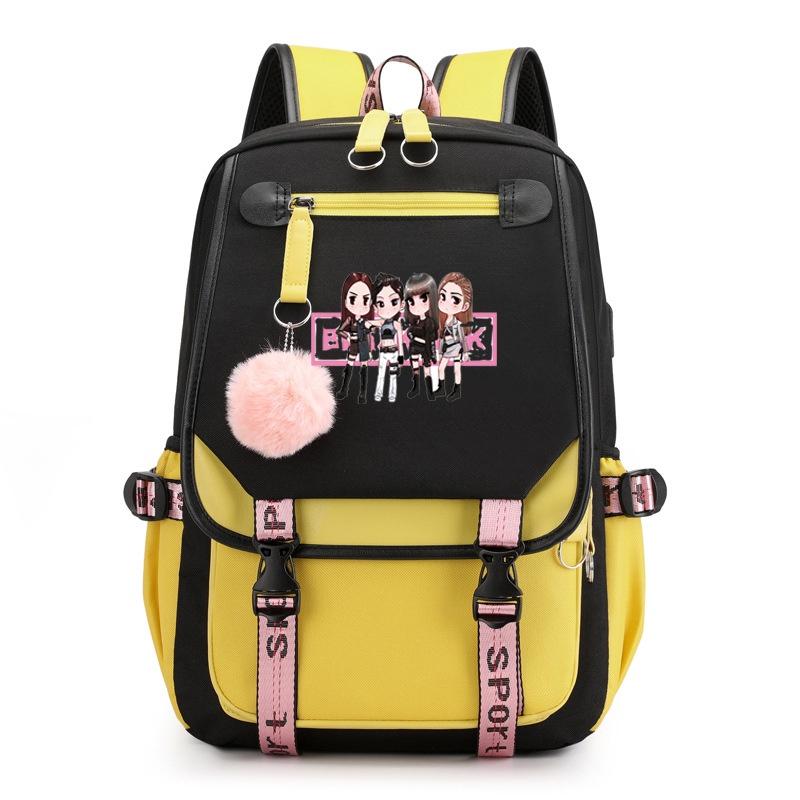 Рюкзак Blackpink Lisa Starry Sky на двойных плечевых лямках 36-55 л BlackYellow