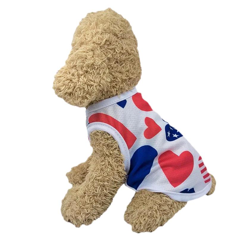 Summer Breathable Dog Cat Vest Clothes Independence Day July 4th Pet T-shirt For Small Medium Dogs Cats Chihuahua Pug Thin Coat