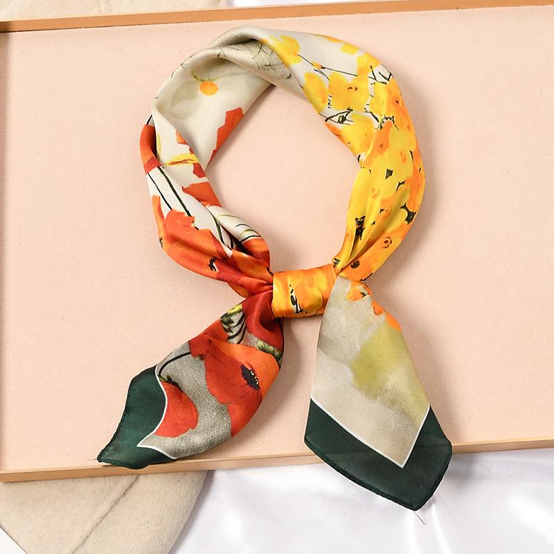 Vysoce kvalitní hedvábný šátek: 70cm Módní dámský čtvercový šátek, Celoroční, Lehký na jaro, podzim, léto, nebo jako stylový doplněk ke košili.