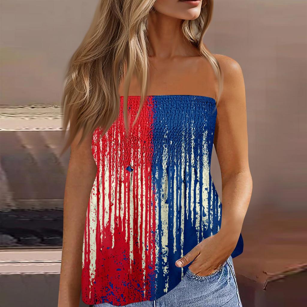 Summer Tube Tops For Women,Cute Sexy Off Shoulder Print Sleeveless T-Shirt