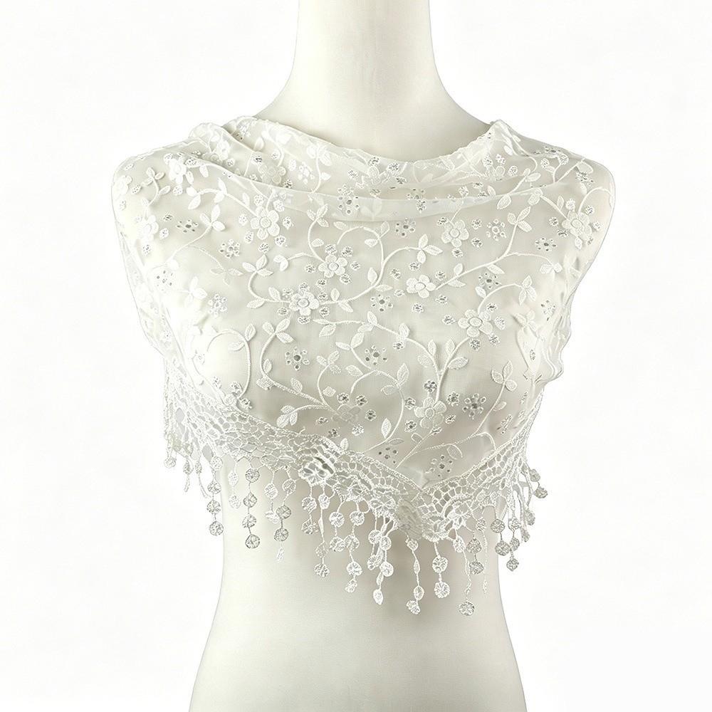 Atmungsaktive Blumenspitzen-Schals Elegante Spitze Blumenquasten Spitze Kopfschal Kopftuch Damen Hochzeit