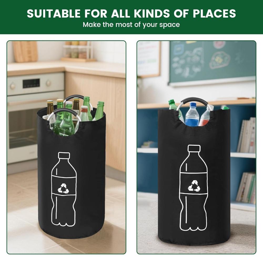 Folding Storage Bag 82L Large Capacity Empty Bottle Storage Basket Aluminum Handle Design Bottle Collector Recycling Bin 1PC