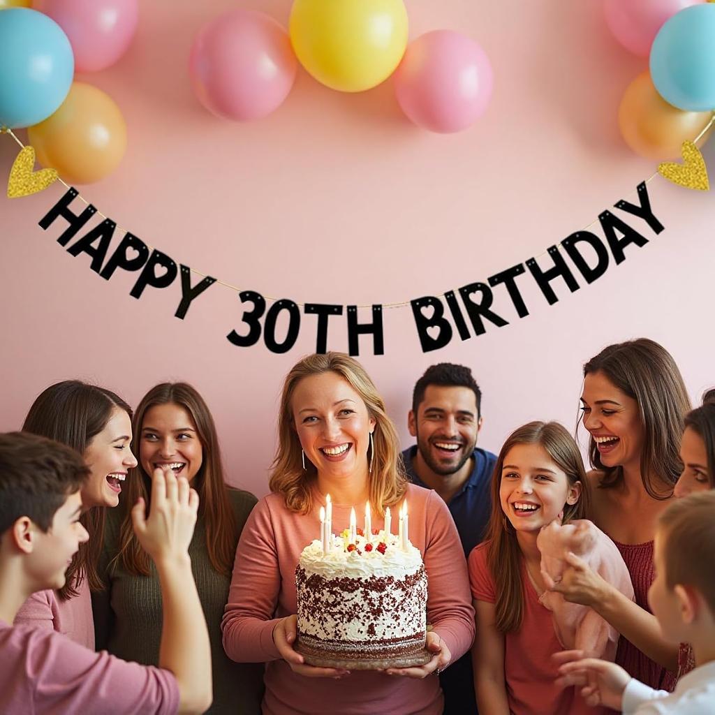 Happy 30th Birthday Banner for 30th Birthday Party Decoratiopns Supplies