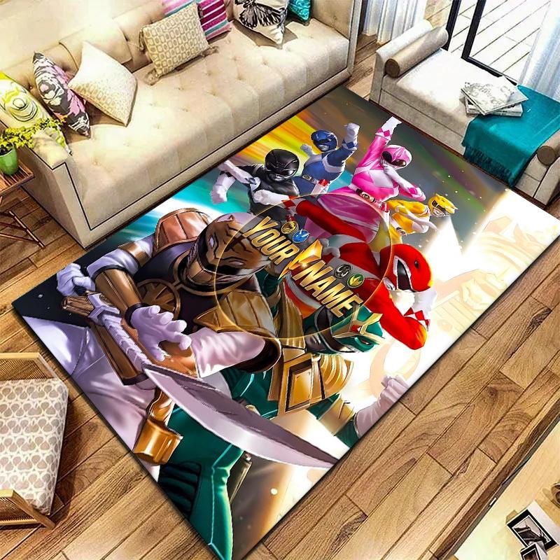 Power Rangers Adventure Custom Name Carpet Rug For Living Room Bedroom Home Sofa Decoration Kids Play Nonslip Floor Mat