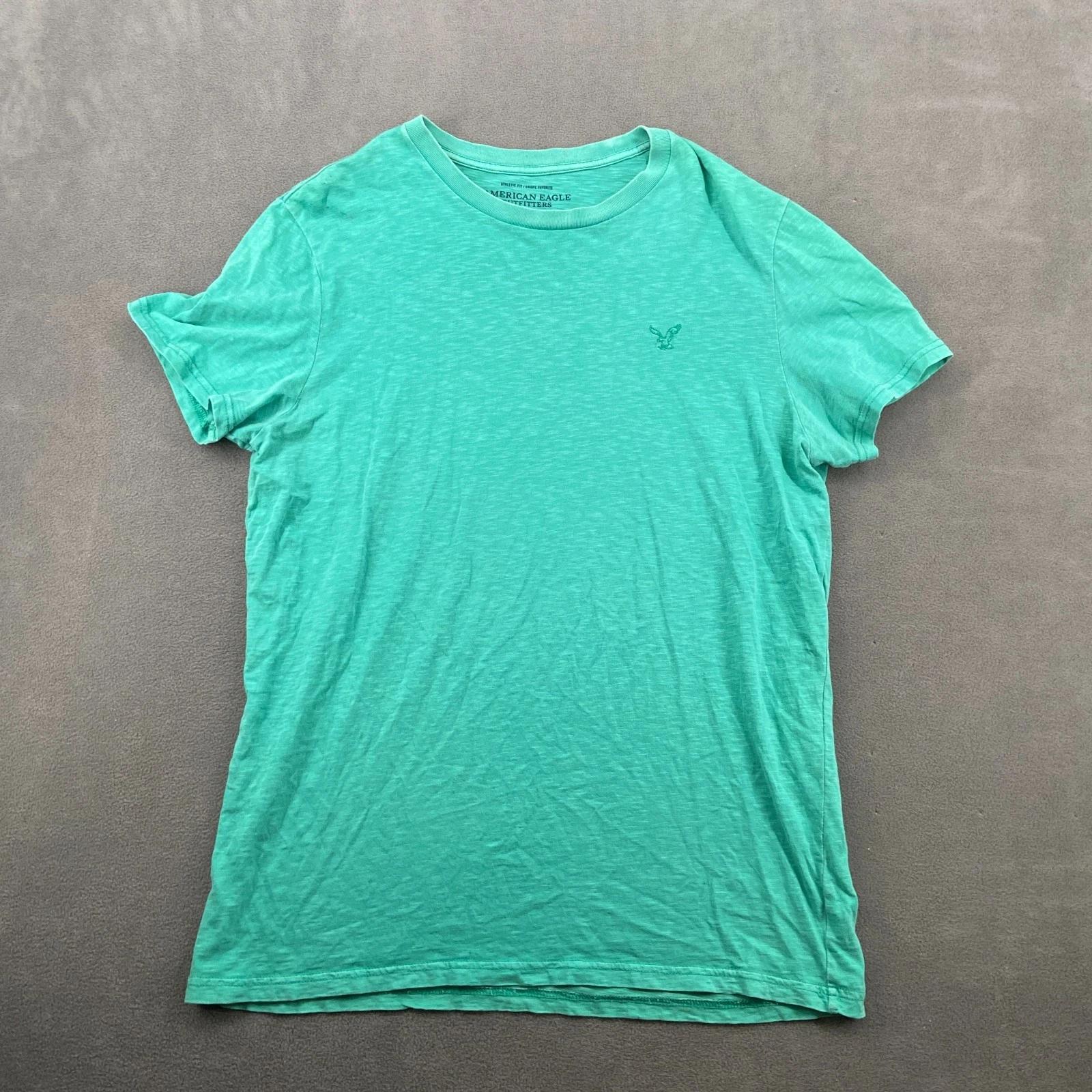 American Eagle Outfitters T Shirt Mens Large Aqua Embroidered Logo Athletic Fit 4XL