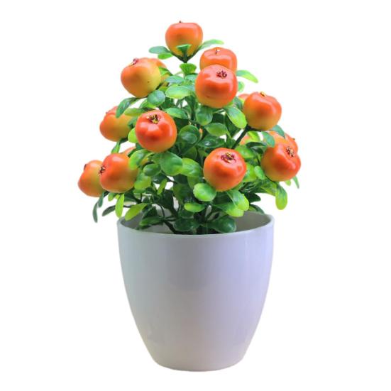 Künstliche Topfpflanzen, realistischer gefälschter Mini-Obstbaum, Tischdekoration für Zuhause und Büro, Grünpflanzen aus Kunststoff im Topf, Bonsai, Dekoration für drinnen und draußen