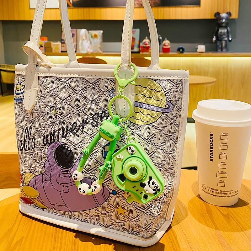 Cute Ins Style Panda Keychain Projection Light Perfect For Couples And Kids