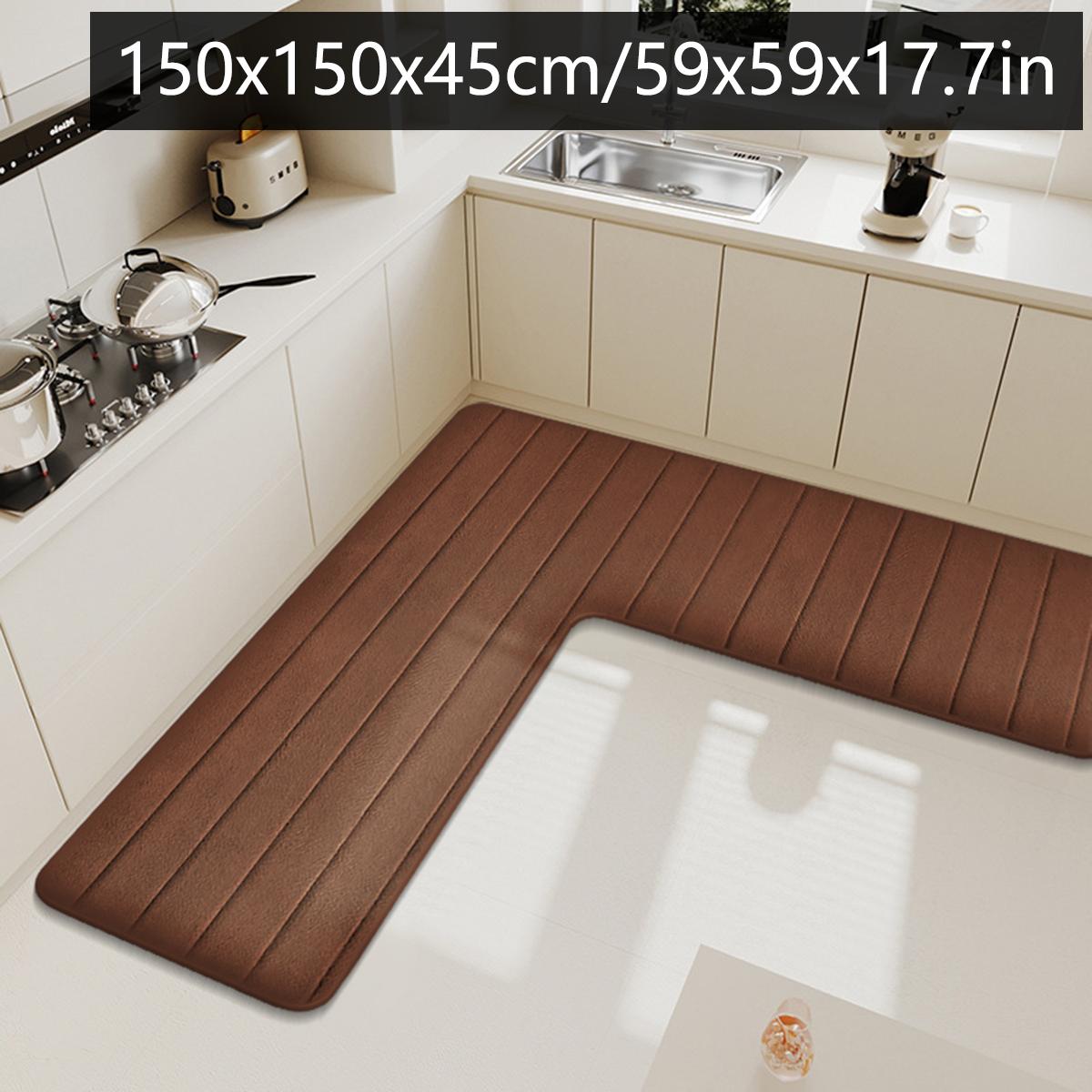 

Однотонные L-образные фланелевые впитывающие коврики для пола, домашние кухонные нескользящие коврики для ног, коврики для ванной у входной двери, угловой ковер