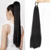 Elastic Band Hair Ring Ponytail Hairpieces Synthetic Black Brown Hair Extensions  Daily Use