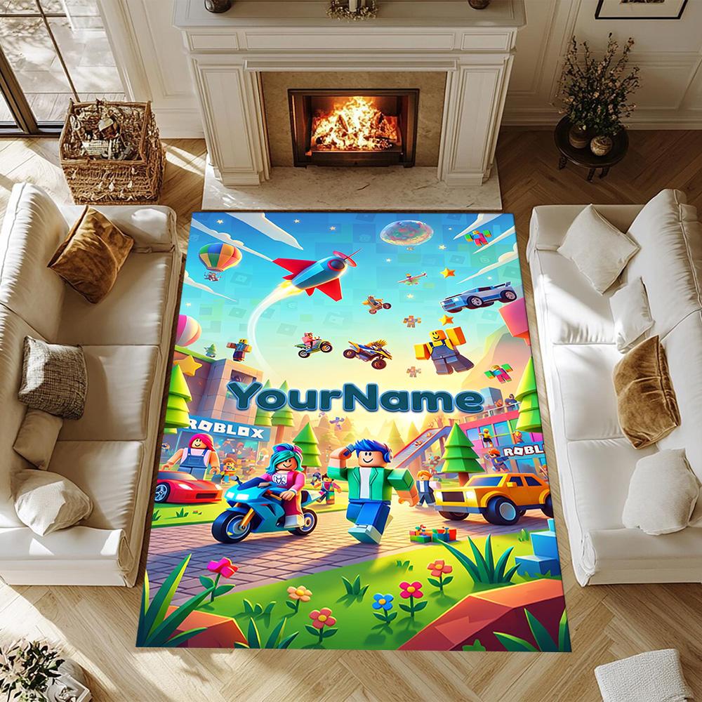 Roblox 397 Customized Name Area Rug Suitable for Decorate room Study room Balcony Playrooms Anti-slip Rug Office home decor