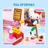 Non-Toxic Sanrio Series Building Blocks Hello Kitty Pochacco Burger Car Pom Pom Purin Cinnamoroll Dessert Car Model Bricks Kids Toys Gifts
