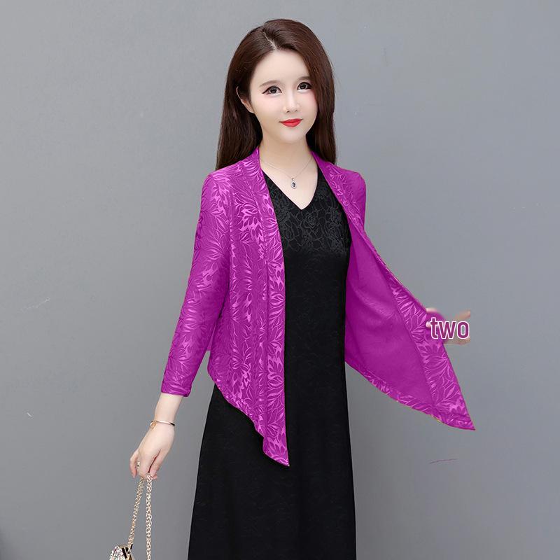 

Жіночий літній сонцезахисний кардиган-шаль з сукнею-комбінацією, легкий льон 5XL (160-175 jin) рожевий червоний колір