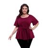 GMXIA Plus-size Women's Simple Short-sleeved, O-neck, Belted, Slimming Top T-shirt