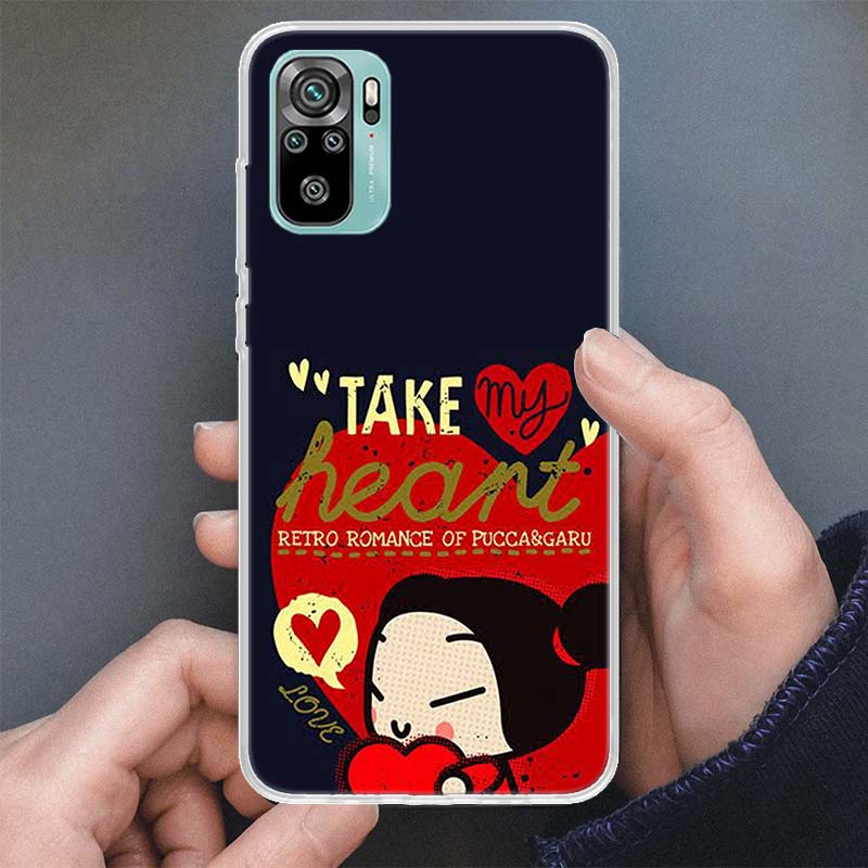 Cute Cartoon Pucca Garu Phone Case For Xiaomi Redmi Note 14 13 12S 12 10 10S 11 Pro Plus 11S 11E 11T 9 9S Soft Silicone Shell Re