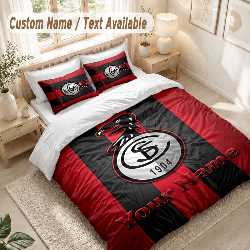 Custom Name Bedding Set 3 PiecesSC Freiburg FC Print Duvet Cover + 2 Pillowcases Soft Bed Decor