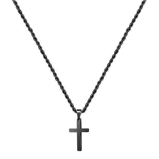 Hot Selling Stainless Steel MM Double Twist Chain Cuban Chain Cross Pendant Necklace Fashion Jewelry Men