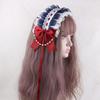 Ruffled Lace Headpiece Headband Weet Lolita Bowknot Maid Headdress Women Girls Japanese Style Crisscross Ribbon Pearls Beaded