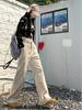 Samt Cordhose Retro Braun Herbst/Winter Weites Bein Messerhose für Damen Groß Hohe Taille Lange Leggings