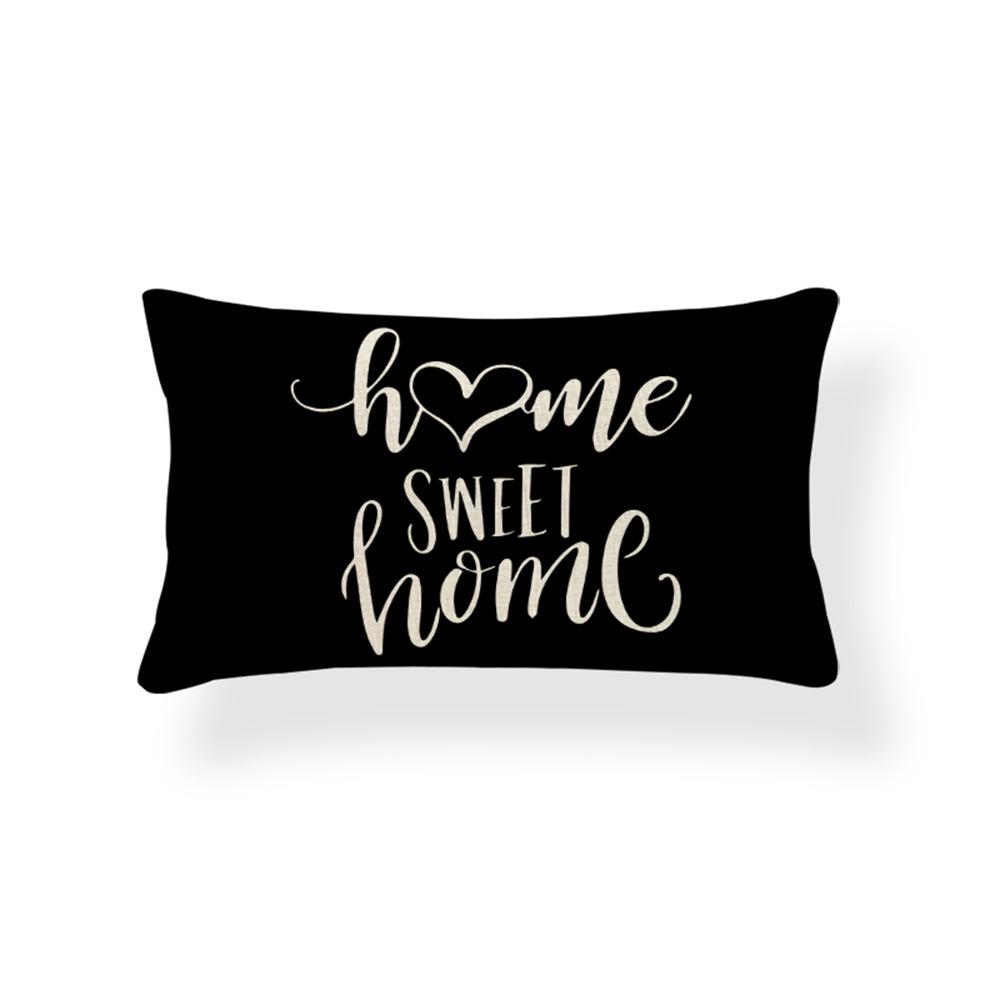 Geometrischer Leinen-Kissenbezug in Seeblau, Gelb, Schwarz und Weiß - Bauernhaus Wohnzimmer Sofa Dekor