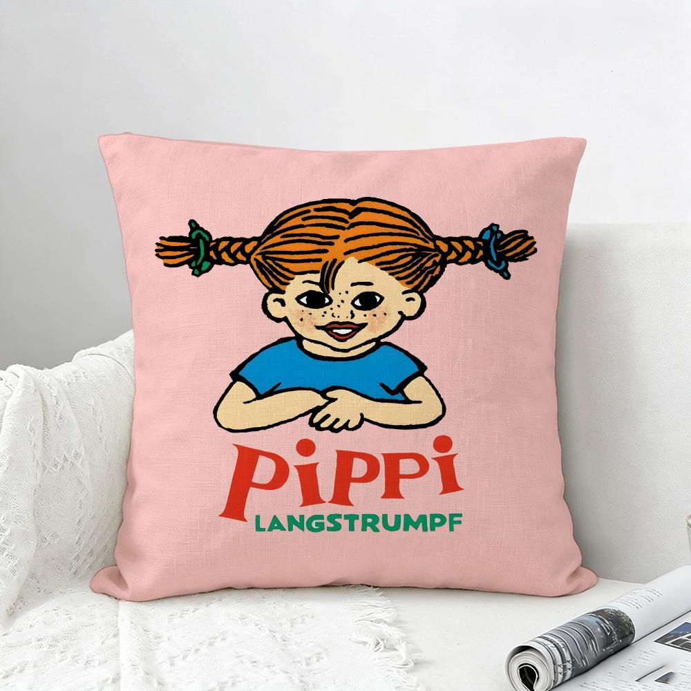 Book Pippi Longstocking Cushion Cover Natural Linen Pillowcase Set AllinOne Decor for Sofa Bedroom Chair