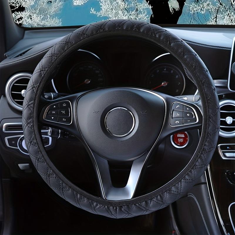 3pcs Steering Wheel Cover Gear Shift Cover Handbrake Cover Fit For 38cm/15", Without Inner Ring