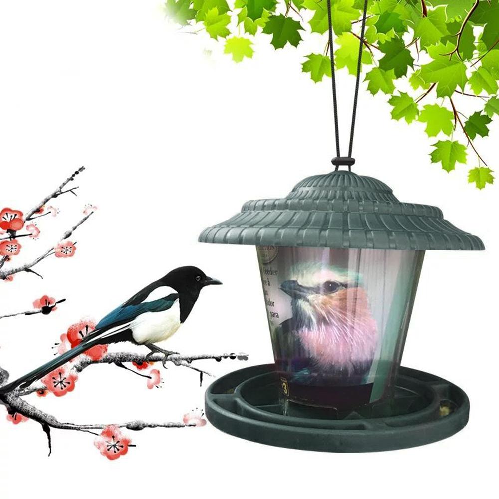 Bird Feeders for Outdoor Hanging,Outdoor Hanging Wild Bird Feeder, Plastic Hanging Outdoor Garden Backyard Decoration Clear Pavilion Shape with Roof,