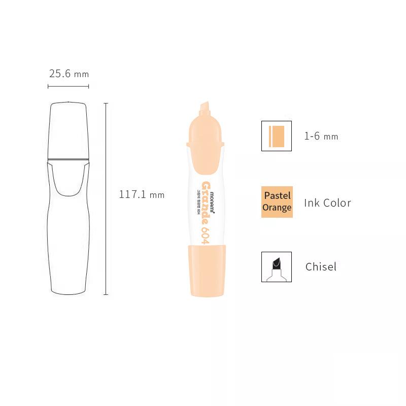 Monami Grange Highlighter 604: Soft, Quick-Dry Fluorescent Marker 6025