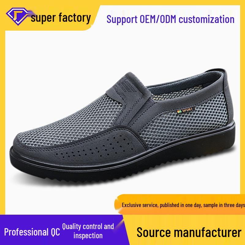 Individuell anpassbare Sommer-Mesh-Slip-On-Freizeitschuhe in Übergröße für Herren, atmungsaktiv